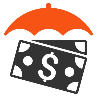 Banknot şemsiye düz vektör simgesi