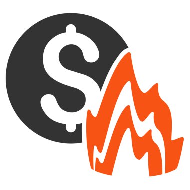 Yangın felaketi fiyat düz vektör simgesi