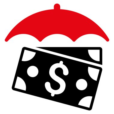 Banknot şemsiye düz vektör simgesi