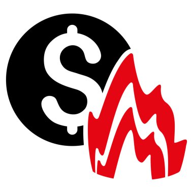 Yangın felaketi fiyat düz vektör simgesi