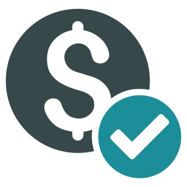 Onaylanmış ödeme düz vektör simgesi