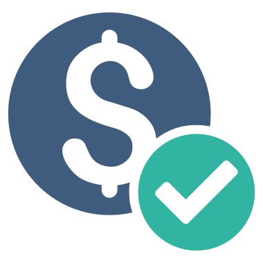 Onaylanmış ödeme düz vektör simgesi