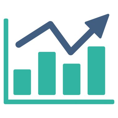 Çubuk grafik eğilim düz vektör simgesi