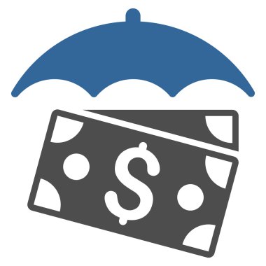 Banknot şemsiye düz vektör simgesi