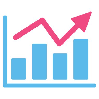 Çubuk grafik eğilim düz vektör simgesi