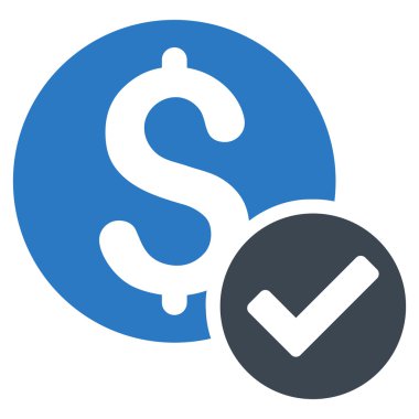 Onaylanmış ödeme düz vektör simgesi