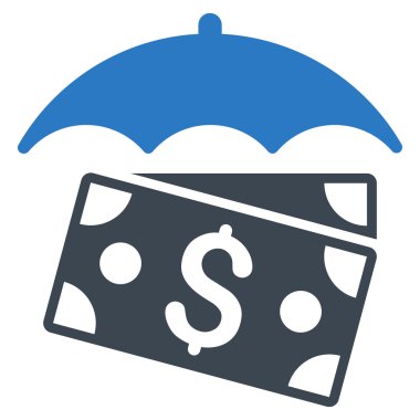 Banknot şemsiye düz vektör simgesi