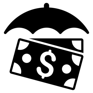 Banknot şemsiye düz vektör simgesi