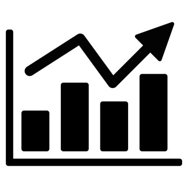 Çubuk grafik eğilim düz vektör simgesi