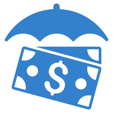 Banknot şemsiye düz vektör simgesi