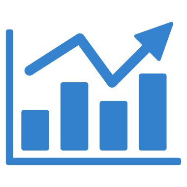 Çubuk grafik eğilim düz vektör simgesi