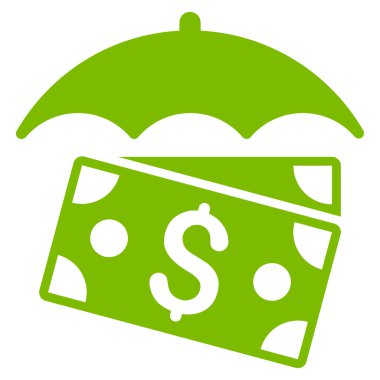 Banknot şemsiye düz vektör simgesi