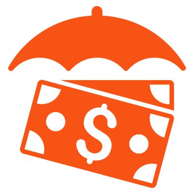 Banknot şemsiye düz vektör simgesi