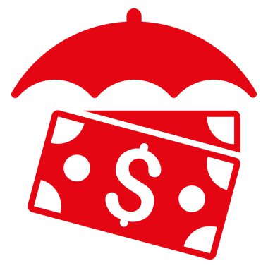 Banknot şemsiye düz vektör simgesi