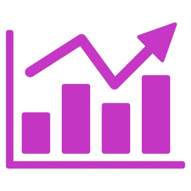 Çubuk grafik eğilim düz vektör simgesi