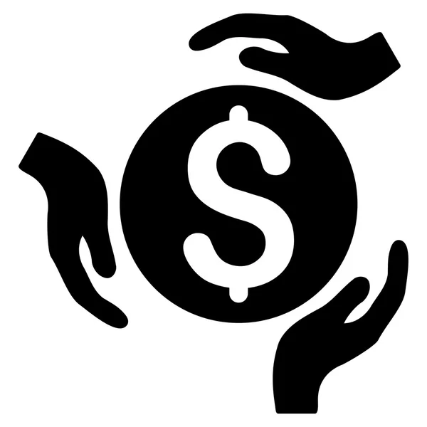 Icona vettoriale piatta delle mani di cura dei soldi — Vettoriale Stock