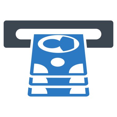 Bankamatiğe düz vektör simgesi