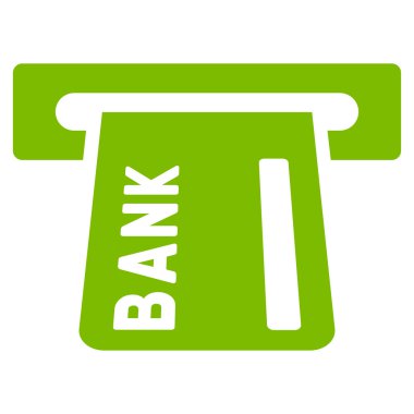 Banka Atm düz vektör simgesi