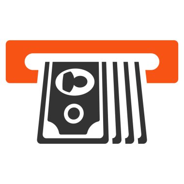 ATM ekleme nakit vektör simge düz