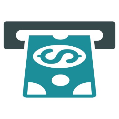 ATM Fişleri Paraya Çevirme düz vektör simgesi