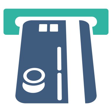 Banka Atm düz vektör simgesi