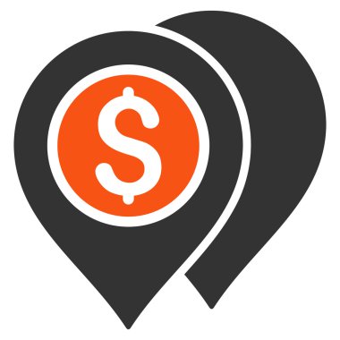 Banka harita işaretçiler düz glif simgesi