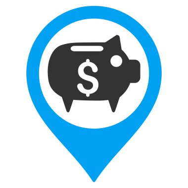 Banka harita işaretleyici düz vektör simgesi