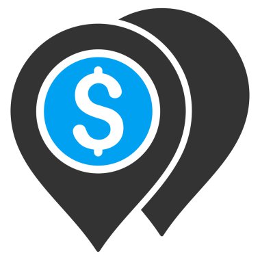 Banka harita işaretçiler düz vektör simgesi