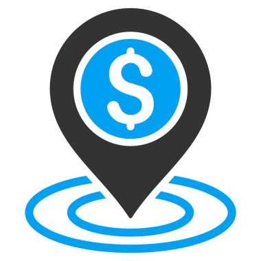 Doları pozisyon düz vektör simgesi