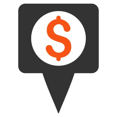 Para harita işaretleyici düz glif simgesi