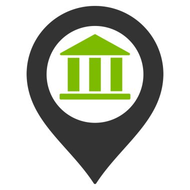 Banka Binası işaretçi düz vektör simgesi