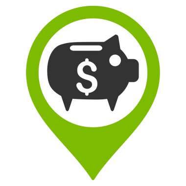 Banka harita işaretleyici düz vektör simgesi