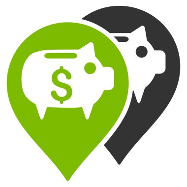 Banka harita işaretçiler düz vektör simgesi