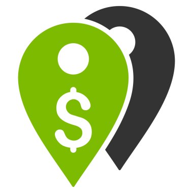 Doları banka düz vektör simgesi belirtir