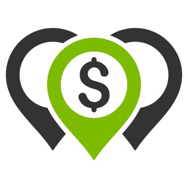 Doları harita işaretçiler düz vektör simgesi