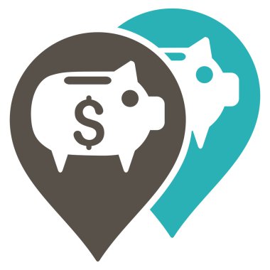 Banka harita işaretçiler düz vektör simgesi