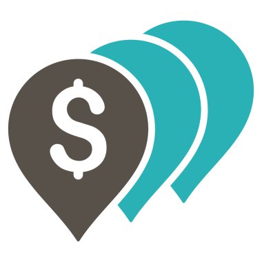 Para harita işaretçiler düz vektör simgesi