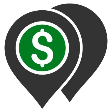 Banka harita işaretçiler düz vektör simgesi