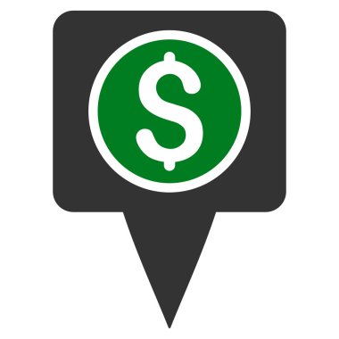 Para harita işaretleyici düz vektör simgesi