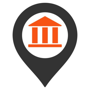 Banka Binası işaretçi düz vektör simgesi