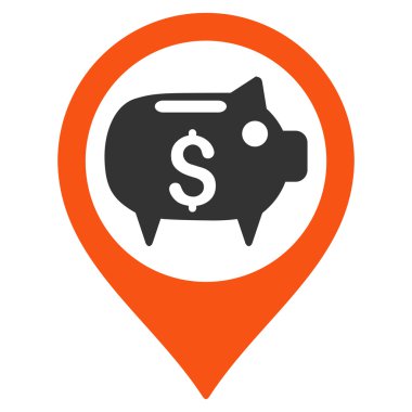 Banka harita işaretleyici düz vektör simgesi