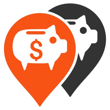 Banka harita işaretçiler düz vektör simgesi