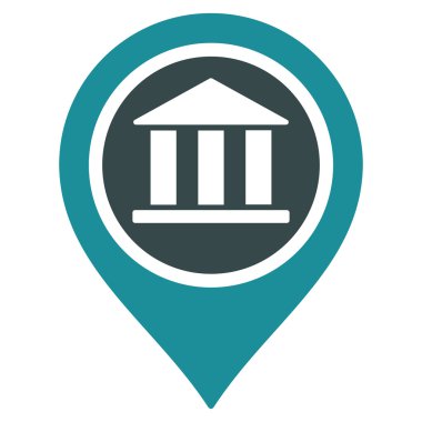 Banka harita işaretçi düz vektör simgesi