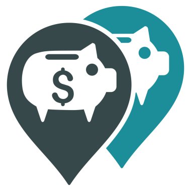 Banka harita işaretçiler düz vektör simgesi