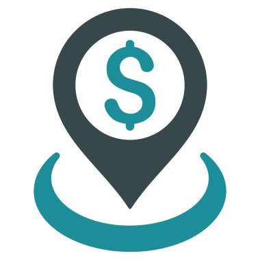 Doları yerleşim düz vektör simgesi