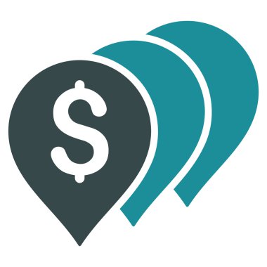 Para harita işaretçiler düz vektör simgesi