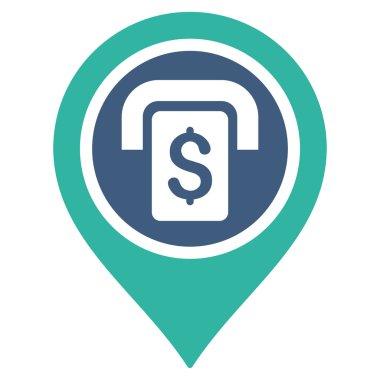 ATM harita işaretleyici düz vektör simgesi