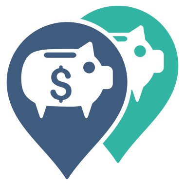 Banka harita işaretçiler düz vektör simgesi