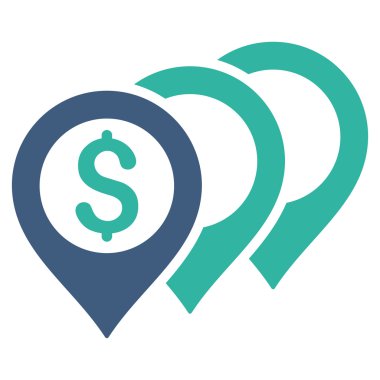 Doları harita işaretçiler düz vektör simgesi