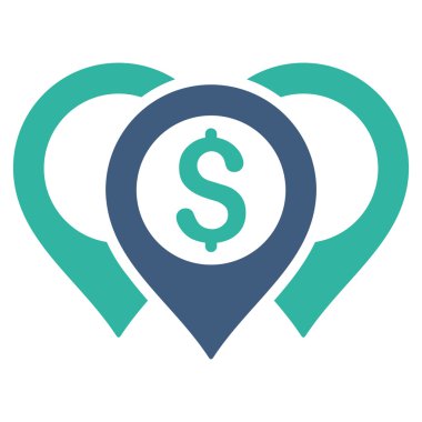 Doları harita işaretçiler düz vektör simgesi